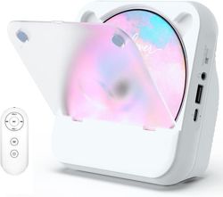 8-i-1 BT CD-spelare med högtalare, hifi-ljudkvalitet, uppladdningsbar, fjärrkontroll, FM-radio, dammskydd, LED-display.