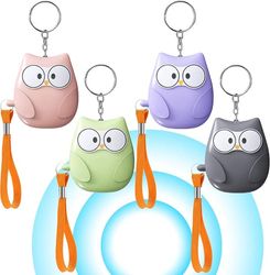 4-pak lommelygtealarm (kvinder): 130dB selvforsvarsalarm, med LED-lys og nøglering, ugleform, velegnet til kvinder, børn og ældre ()