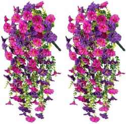 2-pak kunstige efterårsblomster, 75 cm, kunstige planter, hængende kunstige planter, falske planter, udendørs planter, kunstige blomster, UV-bestandige