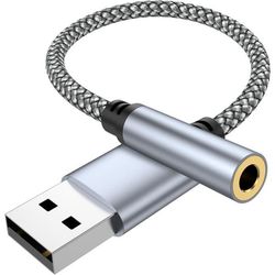 USB til 3,5 mm hovedtelefonstikadapter, eksternt USB-lydkort, velegnet til hovedtelefoner, mikrofoner og TRRS-højttalere, plug and play.