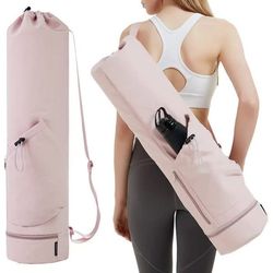 Yogamåttetaske - Multifunktionel yogataske - Pilates taske - Justerbar skulderrem - Vandflaskerum (pink)