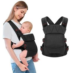 Bärsele med ventilerande meshtyg och en 4-i-1 ergonomisk design, lämplig för nyfödda och småbarn som väger 3,18-20 kg - Svart