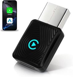 Lämplig för Apple CarPlay trådlös adapter, 2-i-1 CarPlay & Android Auto, WLAN 6 GHz, återanslutning, för iPhone iOS 10+ & Android 11+