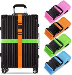 Bagagestropper, 4-pak, justerbare, bagagereb, rejsetilbehør, til identifikation, rejse, ekstra sikkerhed, pink, blå, orange, grøn