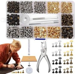 360 lädernit, dubbeländade mässingsnitar - 6mm, 8mm, 12mm - DIY läderfästverktyg