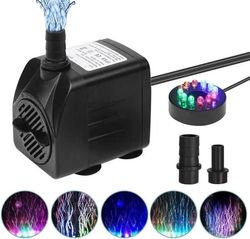 16W 800L/H ultratyst dränkbar pump med 12 LED-färger och 2 munstycken för akvarier och dammar