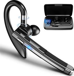 BT-hörlurar med mikrofon, in-ear handsfree-hörlurar trådlösa. Hörlurar för mobiltelefoner med LED-laddningsfodral, lämpliga för bilkörning/affärer/kontor