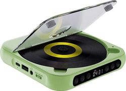 Bærbar Bluetooth CD-afspiller, USB-C hurtigopladning, kompakt, MP3/WMA-understøttelse, til rejser og hjemmebrug - Grøn