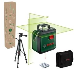 Bosch krydslaser AdvancedLevel 360 med grøn laser, 360° horisontal linje, lodrette linjer og stativ TT 150