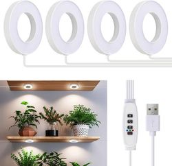 Loft Plantelys - Grolys - Dyrkningslys LED Fuld Spektrum - 192 LED Plantelys til Stueplanter - med 3 - 9 - 12H timer - 4-pak