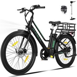 HITWAY Elcykel 27.5" - Motor 250W - Avtagbart Litiumbatteri 36V 13Ah - APP - Svart + HITWAY Bakre Cykelkorg