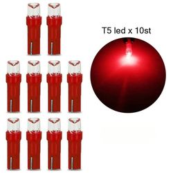 T5 röd LED W2x4.6d W2.1.x4.9d W1.2W W2.3W 12V 10-pack