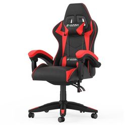 Spelstol Ergonomisk Gamingstol med Nackkudde & Svankstöd, Justerbar Höjd, Lutningsfunktion 90-135°