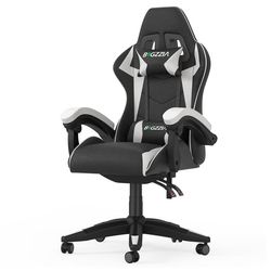 Spelstol Ergonomisk Gamingstol med Nackkudde & Svankstöd, Justerbar Höjd, Lutningsfunktion 90-135°