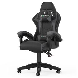 Spelstol Ergonomisk Gamingstol med Nackkudde & Svankstöd, Justerbar Höjd, Lutningsfunktion 90-135°