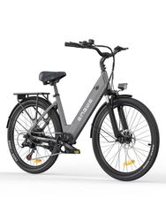 HillMiles MileCity 1 26'' elcykel lågt insteg, 250W motor, 36V13Ah batteri, 7 växlar, 25 km/h, upp till 100 km räckvidd, idealisk för stadspendling