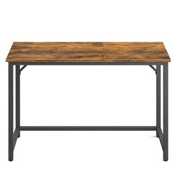 VASAGLE skrivbord, datorbord, smalt kontorsbord, 100 x 50 x 75 cm, arbetsrum, hemmakontor, kontor, enkel montering, metall, industridesign, vintagebrunt-svart