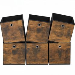 SONGMICS förvaringslåda, 6-pack, förvaringslådor, fleece, hopfällbar låda, 33 x 33 x 33 cm, tyglåda, för kubhylla, förvaringslåda för kläder