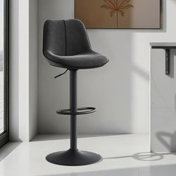 VASAGLE Barstolar 2-pack, höj- och sänkbara barstolar, vridbara köksstolar, med ergonomiskt ryggstöd, sammet, för köksö, hembar, modern, bläcksvart