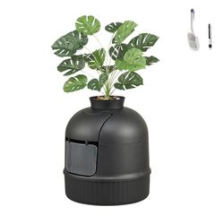 Feandrea kattebakke blomsterpotte med plante & skovl, sort