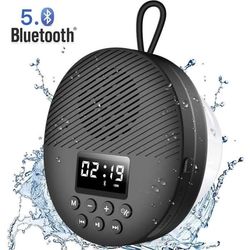 AGPTEK Bluetooth 5.0-högtalare - Bärbar IPX5 vattentät duschradio - Lanyard och sugkopp - 12 timmars batteritid
