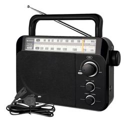 Retekess TR604 Radio Bärbar AM FM, Batteri- och Nätdriven Radio, vintage, Högtalare, 3,5 mm Hörlursuttag, Stort skärm för seniorer