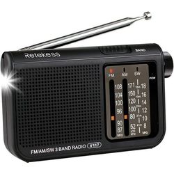 Retekess V117 Radio bärbar FM AM SW, teleskopantenn, stora knappar, AA-batterifunktion, enkel radio för seniorer och vandring