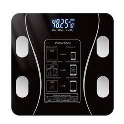 Smart kroppsvåg kompatibel med Type-C-laddning, Bluetooth 4.0+, LCD-bakgrundsbelysning, 0.2-180kg räckvidd Black