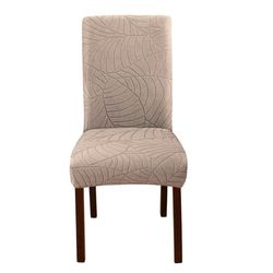 Strækbare spisebordsstolbetræk, blødt blad jacquard-stolsbeskytter Beige