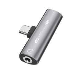USB-C til 3,5 mm adapter til hovedtelefoner og oplader Grey