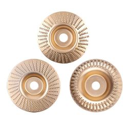 Vinkelslip träsnidadisk 3-pack i kolstål och legering, guld - platt, fasad och rundad för träformning, rotkarvning och snabb materialborttagning