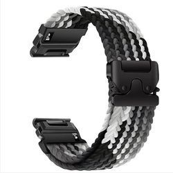 Elastisk nylon vevd klokkereim kompatibel med Garmin Fenix 8/7X Pro/955/965 hurtigutløsende magnetisk spenne MultiColor 22 mm
