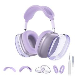 TPU-silikon 5-delset skydd för AirPods Max kompatibelt med Samsung Buds3/3Pro, stötsäker, vattentålig, fläckbeständig Purple