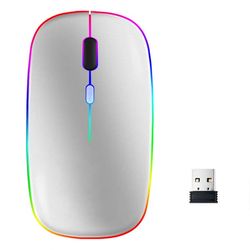 Trådlös datormus med RGB LED dual mode Bluetooth/Wifi Silver