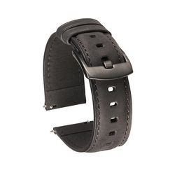 Quick Release Crazy Horse Læder Smartwatch Rem Kompatibel med Samsung og Huawei Black 22 mm