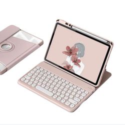 360° Roterbart Bluetooth-Tastaturdeksel med Støtte Kompatibelt med iPad 11 (A16) 2025 & iPad 10 (2022) 10.9 - Rosa