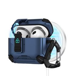 Magnetiskt Blå AirPods Pro 3 Skal Kompatibelt med Apple AirPods Pro 4 med Multifunktionellt Ställ