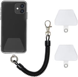 Sikkerhetsstropp for mobil / spiralstropp med karabiner, sort