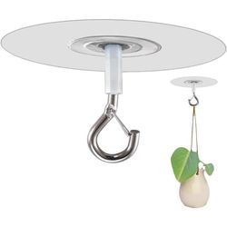 Selvklebende runde takkroker uten boring, PVC og rustfritt stål hengende kroker, gjennomsiktig, gjenbrukbar, 5-pakning, 10-15kg