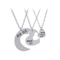 Halskjeder til søstrene "Big sis", "Middle sis" og "Little sis" Silver