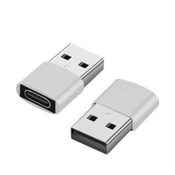 2 kpl USB-C–USB-sovittimia tiedonsiirtoon ja lataamiseen Silver