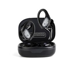 BX27 trådlösa Bluetooth öronkrok sporthörlurar - ergonomisk säker passform, smart brusreducering och 480mAh laddningsetui för träning Black