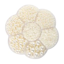 5600 stk halvkuleformede perler, imiterte perler i boks Beige