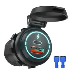 Billader 12V/24V QC3.0 med beskyttelsesdeksel Black