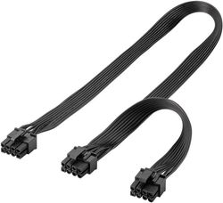 Strømforsyningskabel 8-pins hann til dobbel 6+2 hann for PCIe