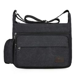 Canvas Reiseveske med Flere Lommer Black