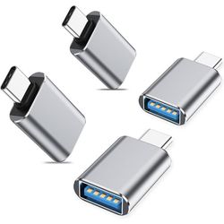 4-Pakning USB-C til USB 3.0 Adapter - Høyhastighets Data- og Ladekonverter Silver