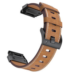 Ægte læderurrem til Garmin Fenix 8/7X/7/6/5/965 Brown 26 mm