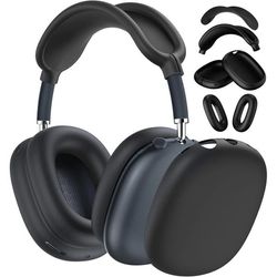 AirPods Max 2 silikonetui 4-delt sett – myk følelse, ripebestandig, støtsikker og vaskbart, kompatibel med Apple AirPods Max 2 Black