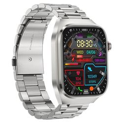 Smartur med metalarmbånd EKG, puls, blodtryk, søvn, skridttæller Silver